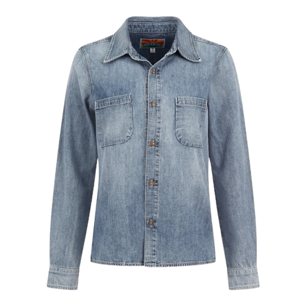 Daily Blue chambray denim button-down shirt Broken In Wash Made in USA Med $498